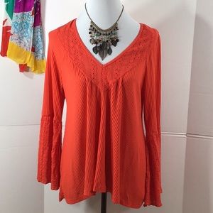 Free People coral eyelet boho hi/low top M